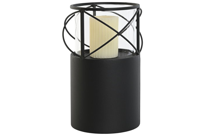 DKD Home Decor Portavelas Negro Metal y Cristal Set de 2 Piezas 24.5 x 46 x 24.5 cm DKD Home Decor Portavelas Negro Metal y Cristal Set de 2 Piezas 24.5 x 46 x 24.5 cm