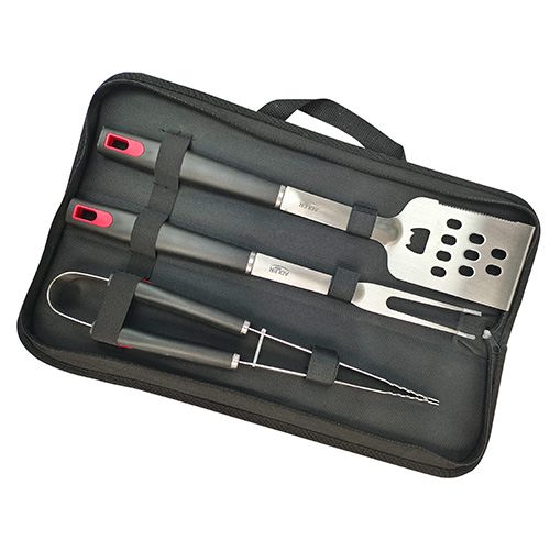 ADLER - Set de Utensilios para Grill con Espátula, Pincho y Pinzas