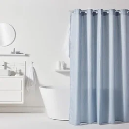 Today Cortina de ducha con diseño de gofres - Azul - Poliéster - 180 x 200 cm - 12 ganchos - TOD3574641275549