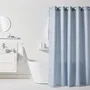 Today Cortina de ducha con diseño de gofres - Azul - Poliéster - 180 x 200 cm - 12 ganchos - TOD3574641275549
