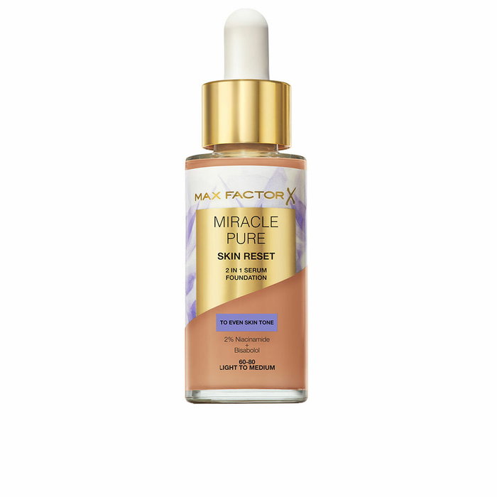 Max Factor Miracle Pure Skin Reset Serum Foundation Color 60 - 80-Light to Medium Max Factor Miracle Pure Skin Reset Serum Foundation Color 60 - 80-Light to Medium