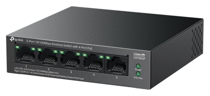 TP-Link LiteWave LS105P Switch de 5 puertos con 4 puertos PoE+