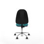 Silla de oficina Algarra con mecanismo Contacto permanente básico tapizada con Tela color Turquesa. Equipada con Base cromada, Sin brazos y Ruedas autofrenantes