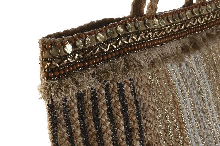 DKD Home Decor Bolso Mediterraneo Crema Marron 23 x 33 x 50 cm Coleccion Moda Yute (2 Unidades)