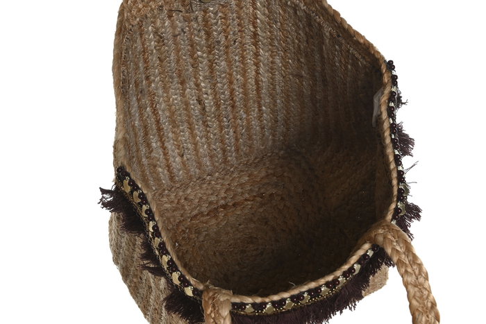 DKD Home Decor Bolso Mediterraneo Crema Marron 23 x 33 x 50 cm Coleccion Moda Yute (2 Unidades)
