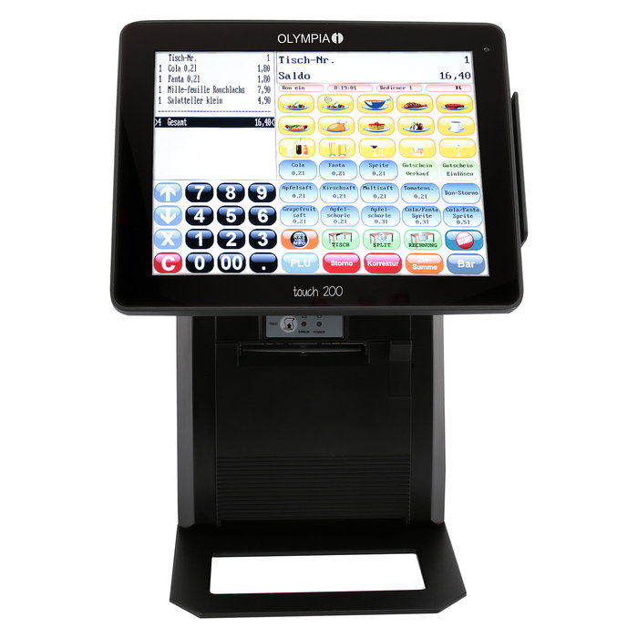 Olympia Kasse 200TSE TOUCH TPV Todo-en-Uno con Pantalla Táctil 9.7", Negro, Impresora de Transferencia Térmica
