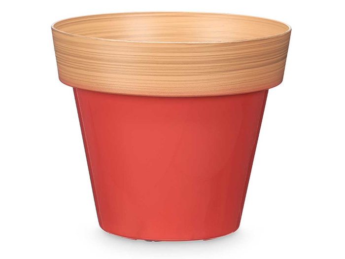 Ibergarden Maceta de Plástico (PP) 25 cm - Surtido Bicolor en Azul, Marrón, Rojo, Rosa o Verde - Dimensiones: 25.5x25.5x20.5 cm (Set de 12)