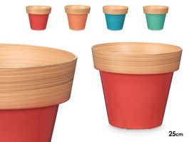 Ibergarden Maceta de Plástico (PP) 25 cm - Surtido Bicolor en Azul, Marrón, Rojo, Rosa o Verde - Dimensiones: 25.5x25.5x20.5 cm (Set de 12)