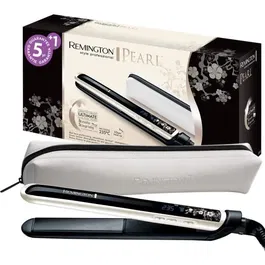 Remington S9500 Plancha de Pelo de Perlas con Recubrimiento Cerámico Ultimate, Temperatura Ajustable hasta 235°C y Pantalla Digital