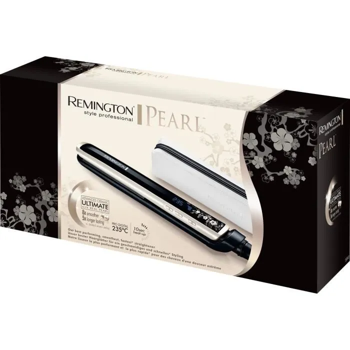 Remington S9500 Plancha de Pelo de Perlas con Recubrimiento Cerámico Ultimate, Temperatura Ajustable hasta 235°C y Pantalla Digital Remington S9500 Plancha de Pelo de Perlas con Recubrimiento Cerámico Ultimate, Temperatura Ajustable hasta 235°C y Pantalla Digital