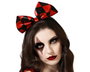 Diadema Halloween Lazo Rojo Negro Bufón Arlequina Rombo Carnaval