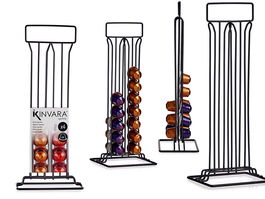 Kinvara Portacapsulas 36 Capsulas Cafe Acero Negro 15.5x37.5x10 cm (Set de 12)