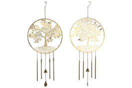 DKD Home Decor Decoración Colgante de Metal Árbol Dorado