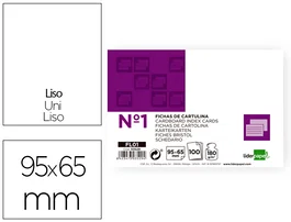 Liderpapel Ficha Nº1 Lisa 65x95mm 180gr Paquete de 100 Unidades