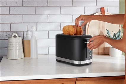 Kitchenaid Tostador 5KMT2109 para 2 Rebanadas Negro Mate con Ranuras Extranchas y 7 Niveles de Tueste