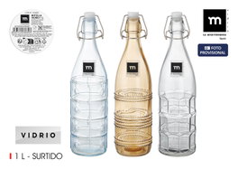 Inde Botella Pintada con Tapon Hermetico 1L 8.6x31cm (12 Unidades)