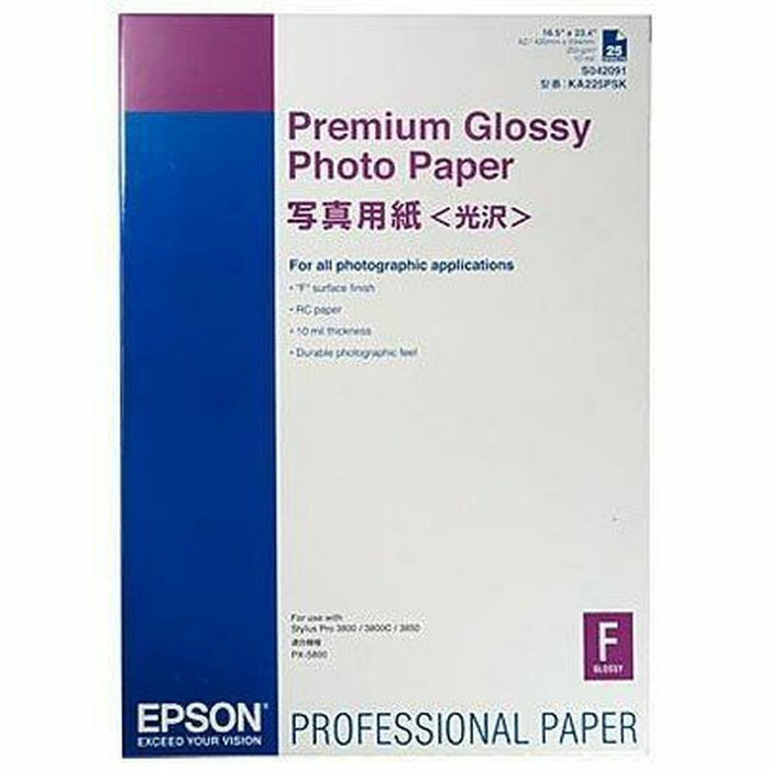 Epson Premium Glossy Photo Paper A2, 25 hojas