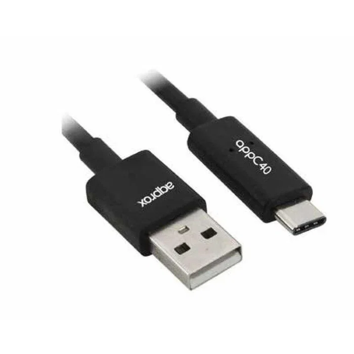 Approx Cable USB 3.2 Gen 1 (3.1 Gen 1) USB-A a USB-C 1 m Negro appC40 | Resistente con protección metálica | Carga y transferencia de datos