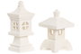 DKD Home Decor Decoración Luminosa LED Pagoda Blanca Surtido de 2