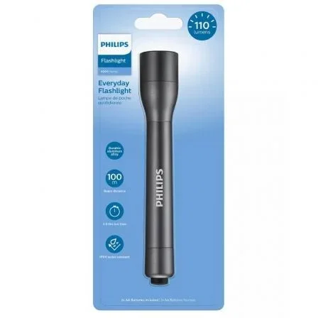 Philips Linterna SFL4002T/10, 110 Lúmenes, LED, Resistente al Agua IPX4, 2 Pilas AA Incluidas
