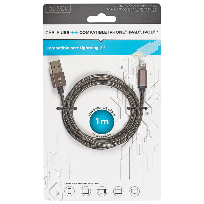Be Mix Cable USB iPhone Metal 1 Metro para iPhone iPad iPod