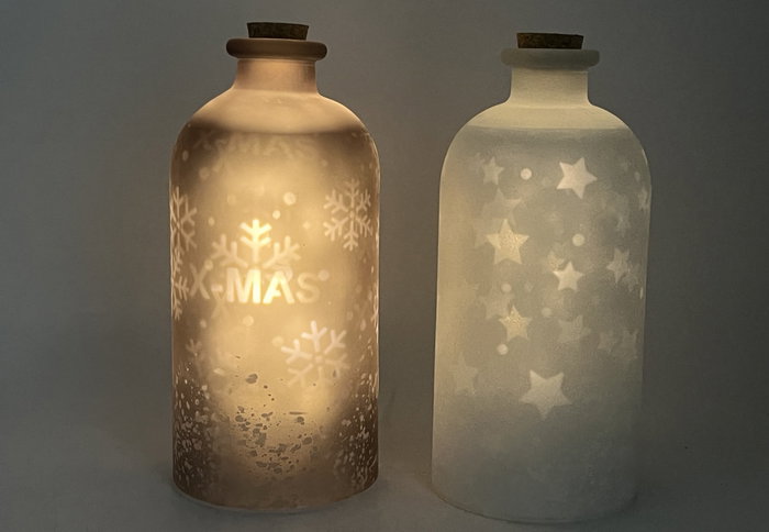 DKD Home Decor Decoración Luminosa Cristal 11x11x25 Bote Surtido de 2