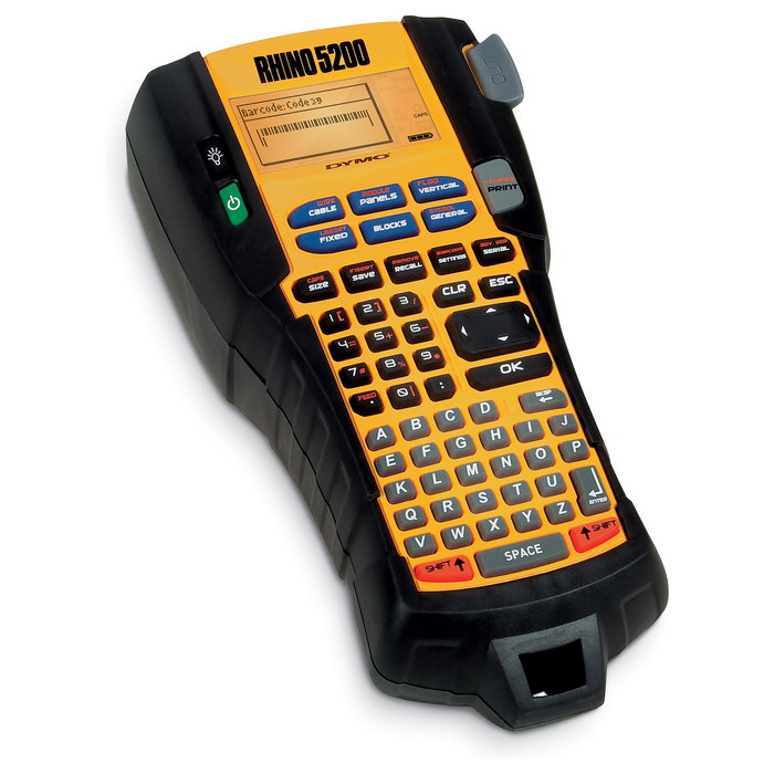 DYMO Rhino 5200 Etiquetadora Industrial con Estuche Kit y Teclado ABC - Transferencia Térmica, Resolución 180 x 180 DPI, Negro y Amarillo