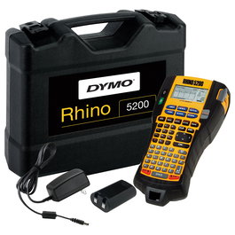 DYMO Rhino 5200 Etiquetadora Industrial con Estuche Kit y Teclado ABC - Transferencia Térmica, Resolución 180 x 180 DPI, Negro y Amarillo