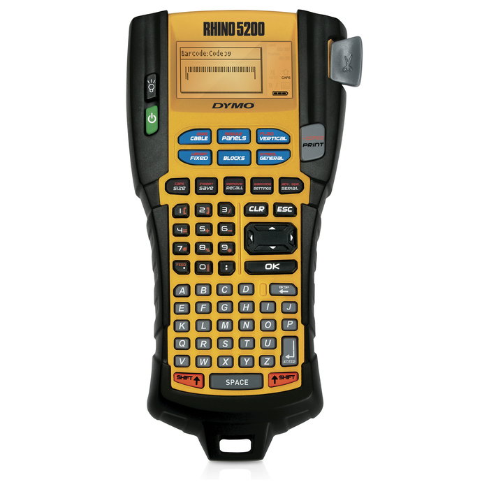 DYMO Rhino 5200 Etiquetadora Industrial con Estuche Kit y Teclado ABC - Transferencia Térmica, Resolución 180 x 180 DPI, Negro y Amarillo