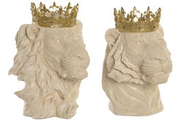 DKD Home Decor Figuras de Resina León y Tigre, Pack de 2