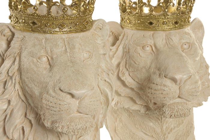 DKD Home Decor Figuras de Resina León y Tigre, Pack de 2