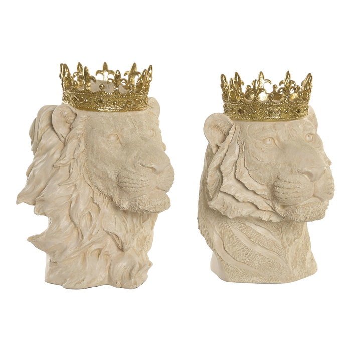 DKD Home Decor Figuras de Resina León y Tigre, Pack de 2