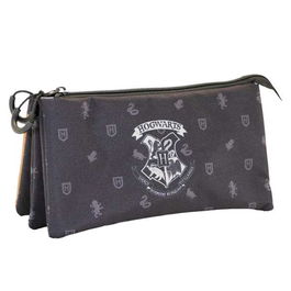 Karactermania Estuche Portatodo Triple Harry Potter Hogwarts Fan Negro 11x23x7 cm