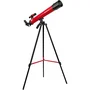 Bresser 45/600 AZ Telescopio Astronómico con Aumentos hasta 100x, Lentes Duales, Montura Azimutal, Trípode de Aluminio Rojo