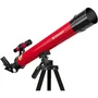 Bresser 45/600 AZ Telescopio Astronómico con Aumentos hasta 100x, Lentes Duales, Montura Azimutal, Trípode de Aluminio Rojo