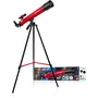 Bresser 45/600 AZ Telescopio Astronómico con Aumentos hasta 100x, Lentes Duales, Montura Azimutal, Trípode de Aluminio Rojo