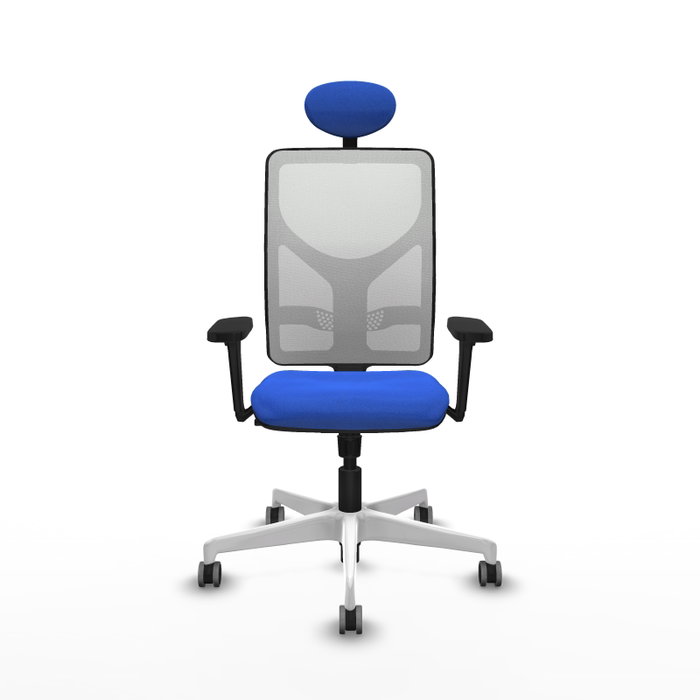 PIQUERAS Y CRESPO Silla de oficina Motilla con mecanismo Sincro, Azul y Blanco