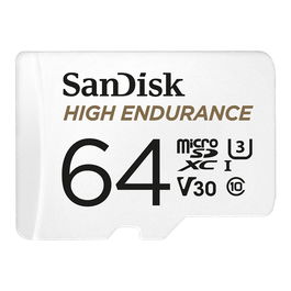 Sandisk Tarjeta de Memoria MicroSDXC High Endurance 64GB Clase 10 UHS-I 100MB/s con Adaptador SD