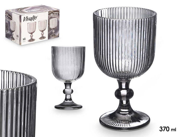 Vivalto Copa Gris Rayas 370 ml 8.7x16.3x8.7 cm (Set de 24) Vivalto Copa Gris Rayas 370 ml 8.7x16.3x8.7 cm (Set de 24)