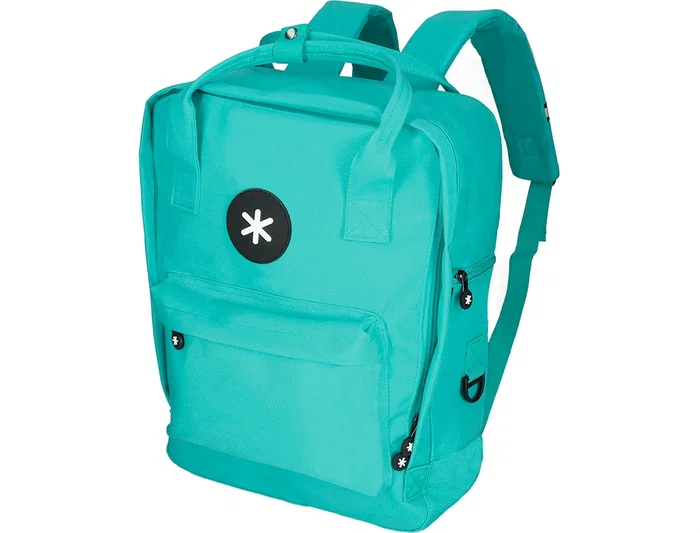 Antartik Mochila Cubo Menta 300x115x390 mm con Bolsillos Exteriores, Compartimento Portátil y Asas Metálicas, Adaptable a Carrito