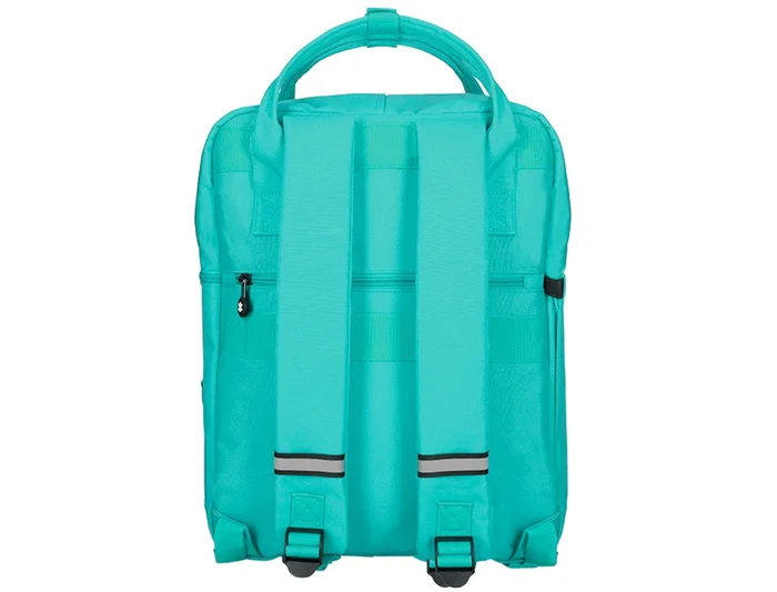 Antartik Mochila Cubo Menta 300x115x390 mm con Bolsillos Exteriores, Compartimento Portátil y Asas Metálicas, Adaptable a Carrito