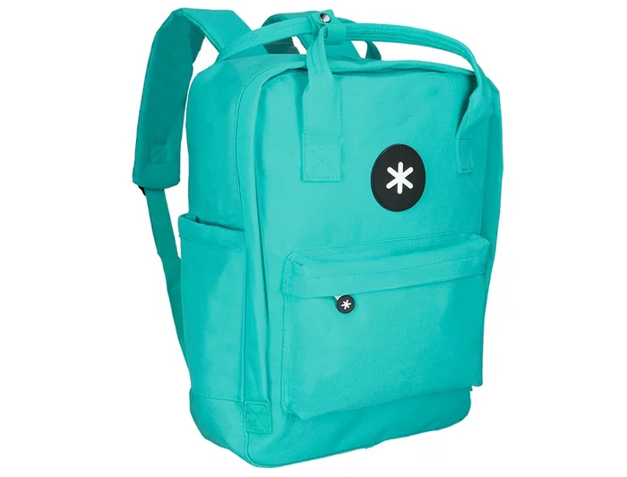 Antartik Mochila Cubo Menta 300x115x390 mm con Bolsillos Exteriores, Compartimento Portátil y Asas Metálicas, Adaptable a Carrito