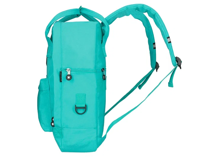 Antartik Mochila Cubo Menta 300x115x390 mm con Bolsillos Exteriores, Compartimento Portátil y Asas Metálicas, Adaptable a Carrito