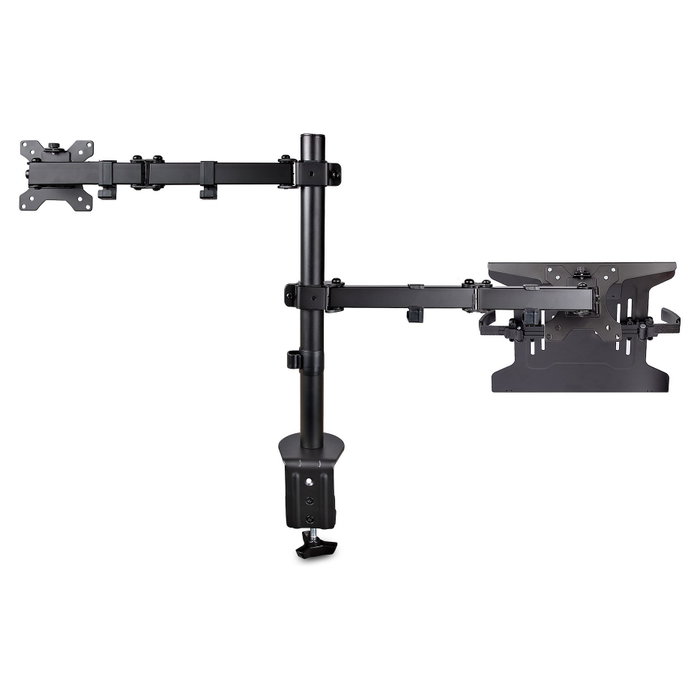 StarTech.com Brazo Soporte Ajustable para Monitor y Portátil con Bandeja VESA, Negro
