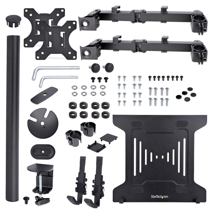 StarTech.com Brazo Soporte Ajustable para Monitor y Portátil con Bandeja VESA, Negro