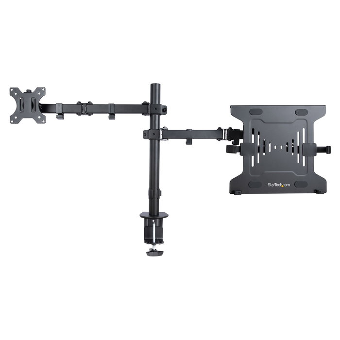 StarTech.com Brazo Soporte Ajustable para Monitor y Portátil con Bandeja VESA, Negro