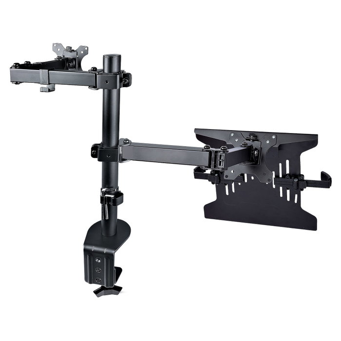 StarTech.com Brazo Soporte Ajustable para Monitor y Portátil con Bandeja VESA, Negro