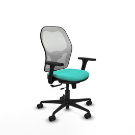 PIQUERAS Y CRESPO Silla de oficina Jorquera con mecanismo Sincro/Traslack, Turquesa y Blanco