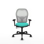 PIQUERAS Y CRESPO Silla de oficina Jorquera con mecanismo Sincro/Traslack, Turquesa y Blanco