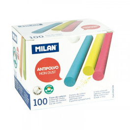 Milan Tizas de Carbonato de Calcio Colores Redondas Antipolvo Caja 100 Unidades Ref. 2452100